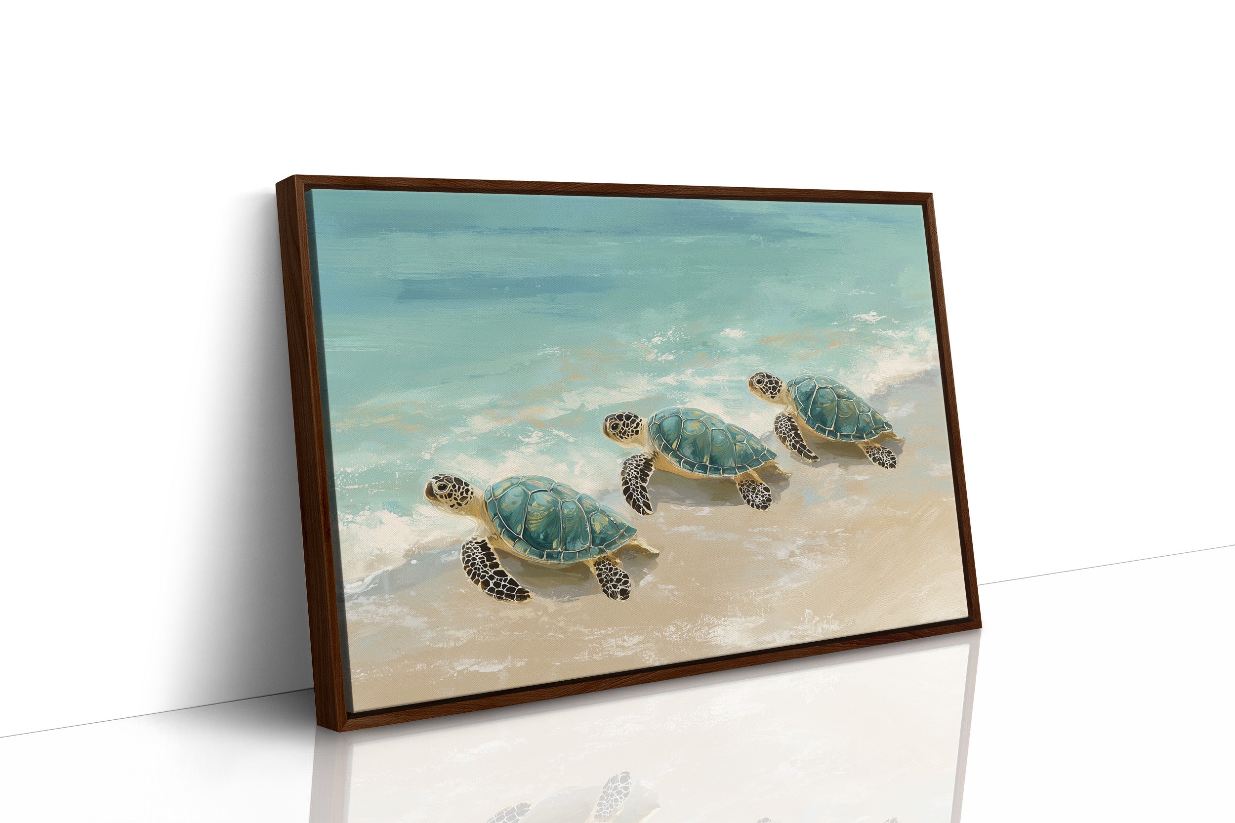 Sea Turtles Drift Through Turquoise