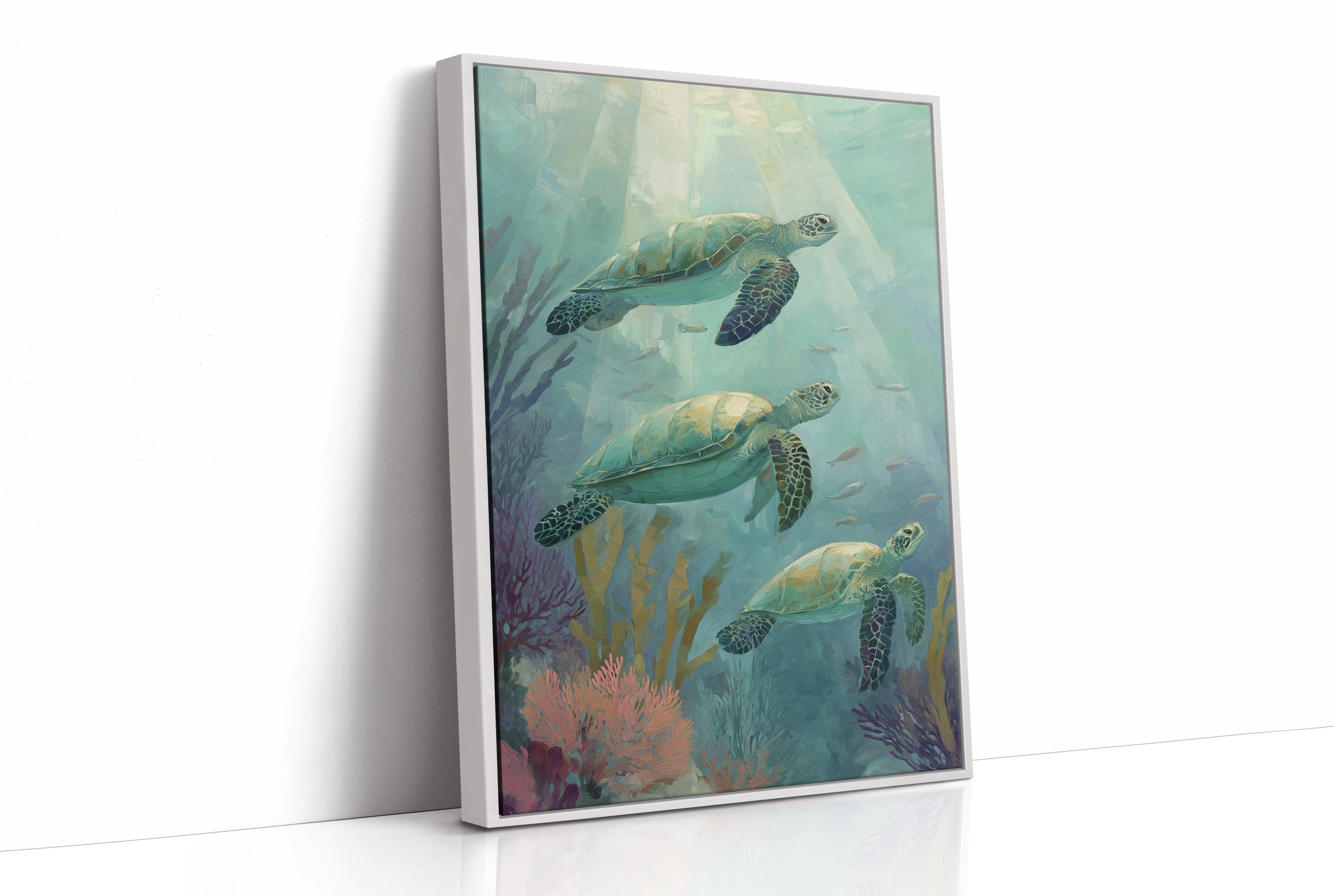 Sea Turtles Dance Through Aquamarine