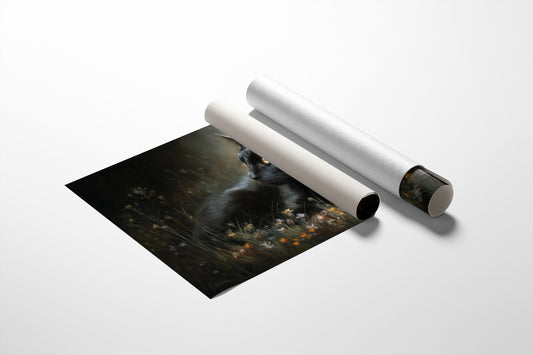 Midnight Prowler Among Wildflowers