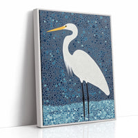 Elegant White Egret – Mosaic-Inspired Bird Wall Art