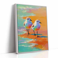 Pastel Shorebirds Walk Together