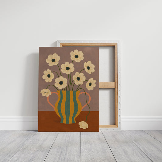 Falling Bloom in a Striped Vase