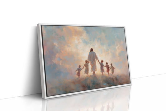 Children Walk Into Golden Light