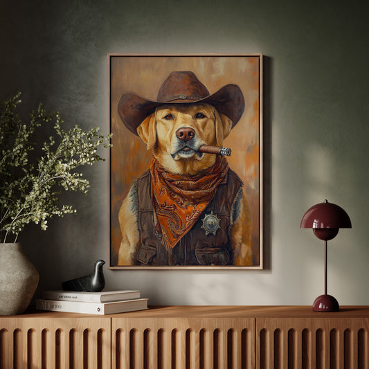 Golden Retriever Sheriff with Western Swagger