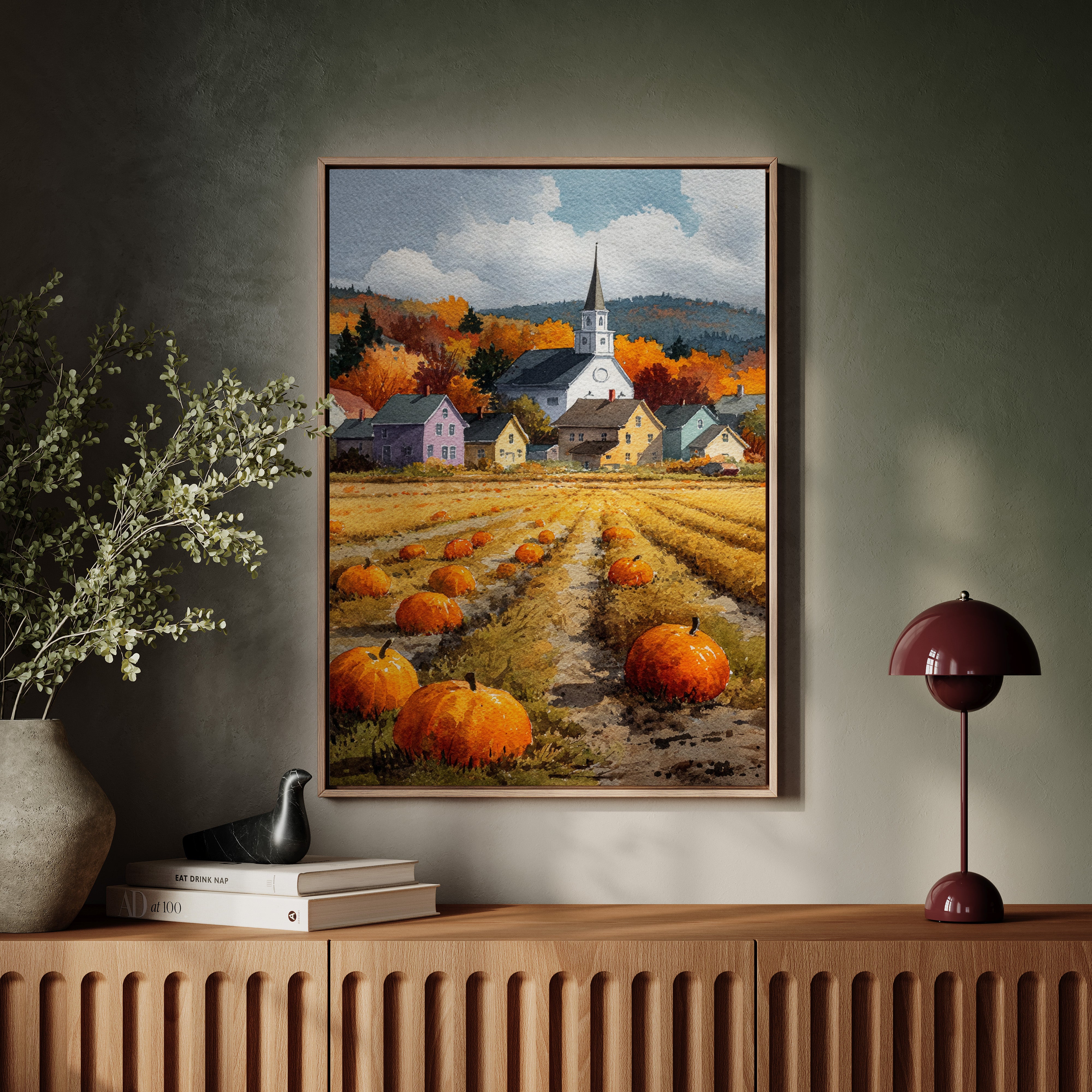 Pumpkins Rest Below Church Spires