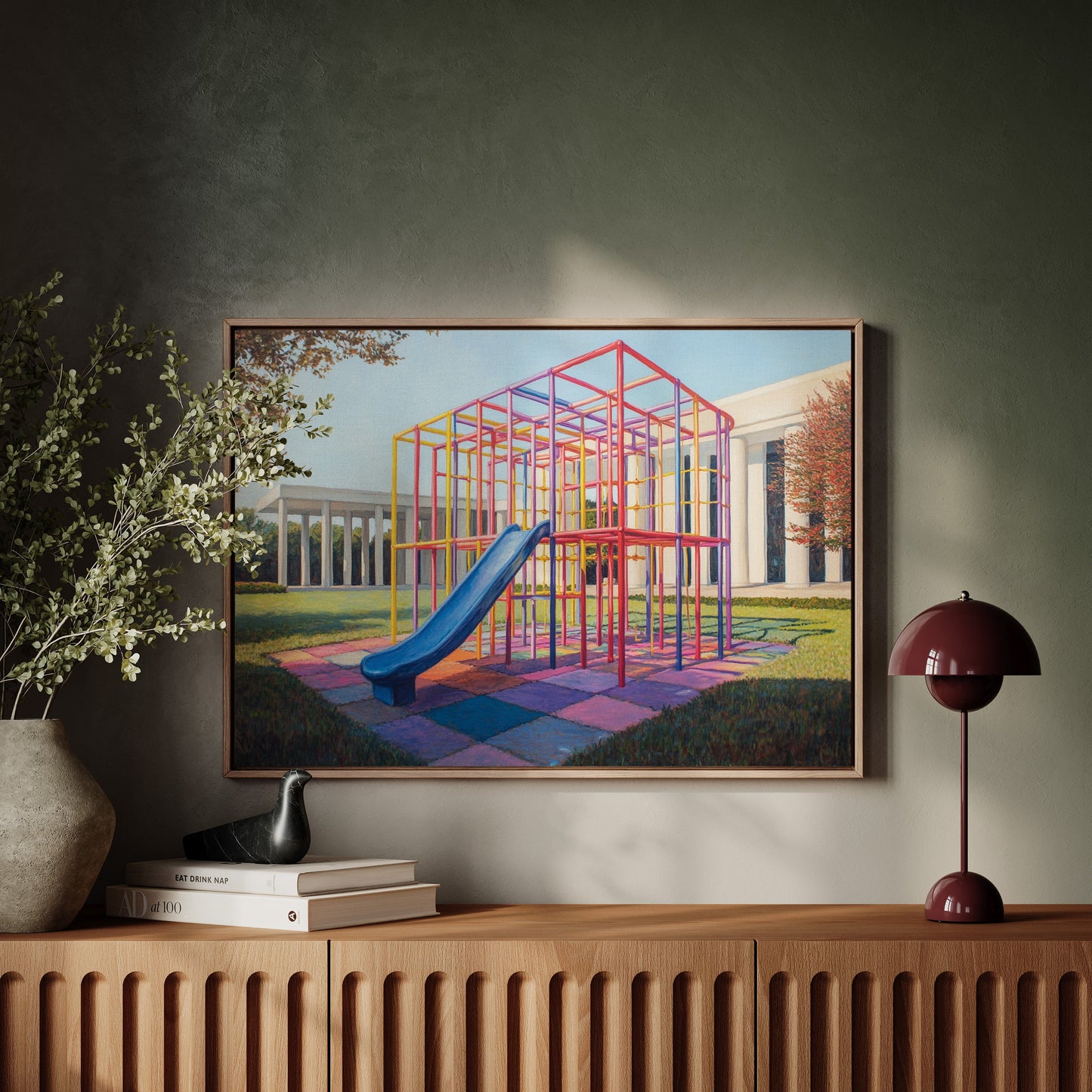 Childhood Colors Against Modern Lines