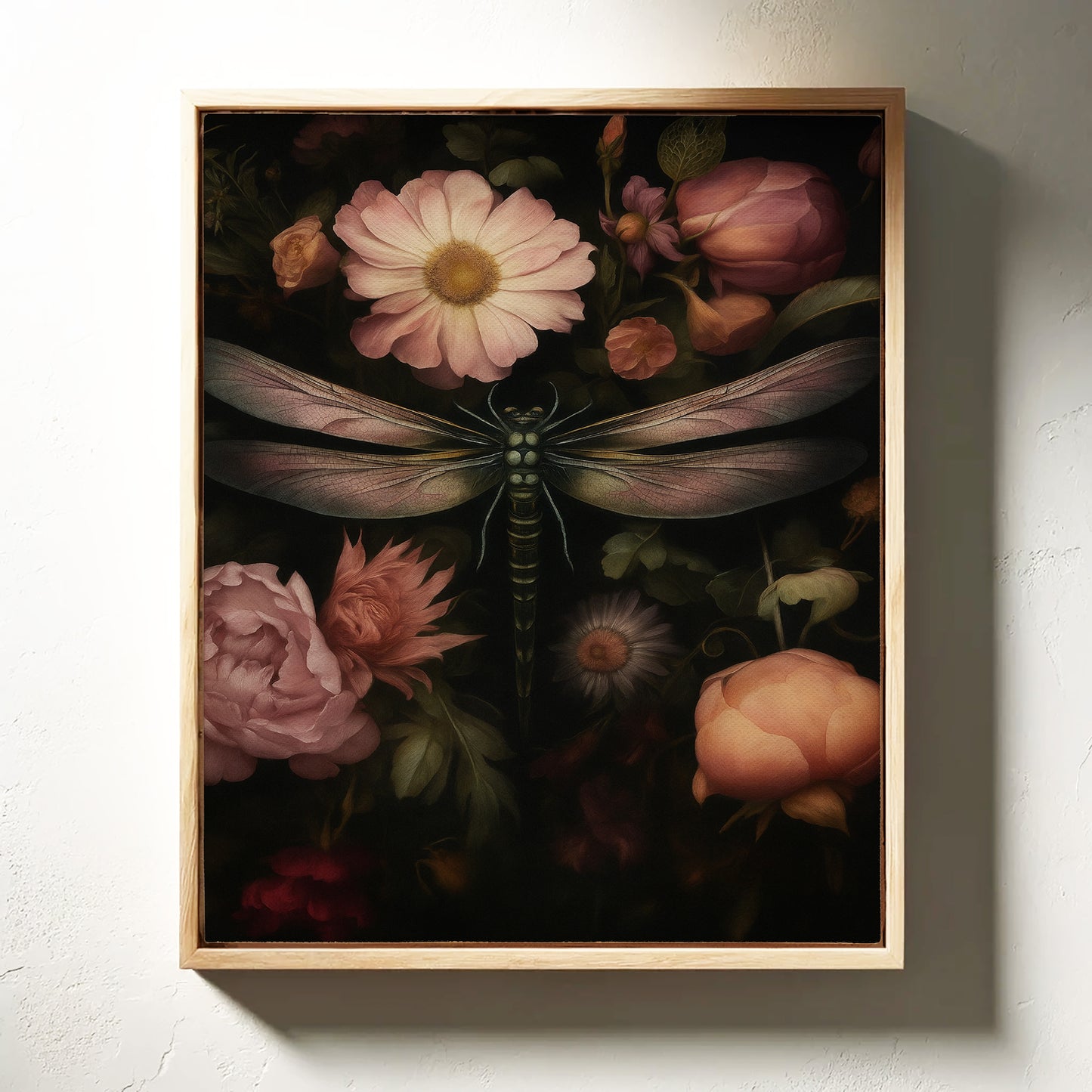 Dragonfly Among Midnight Blossoms