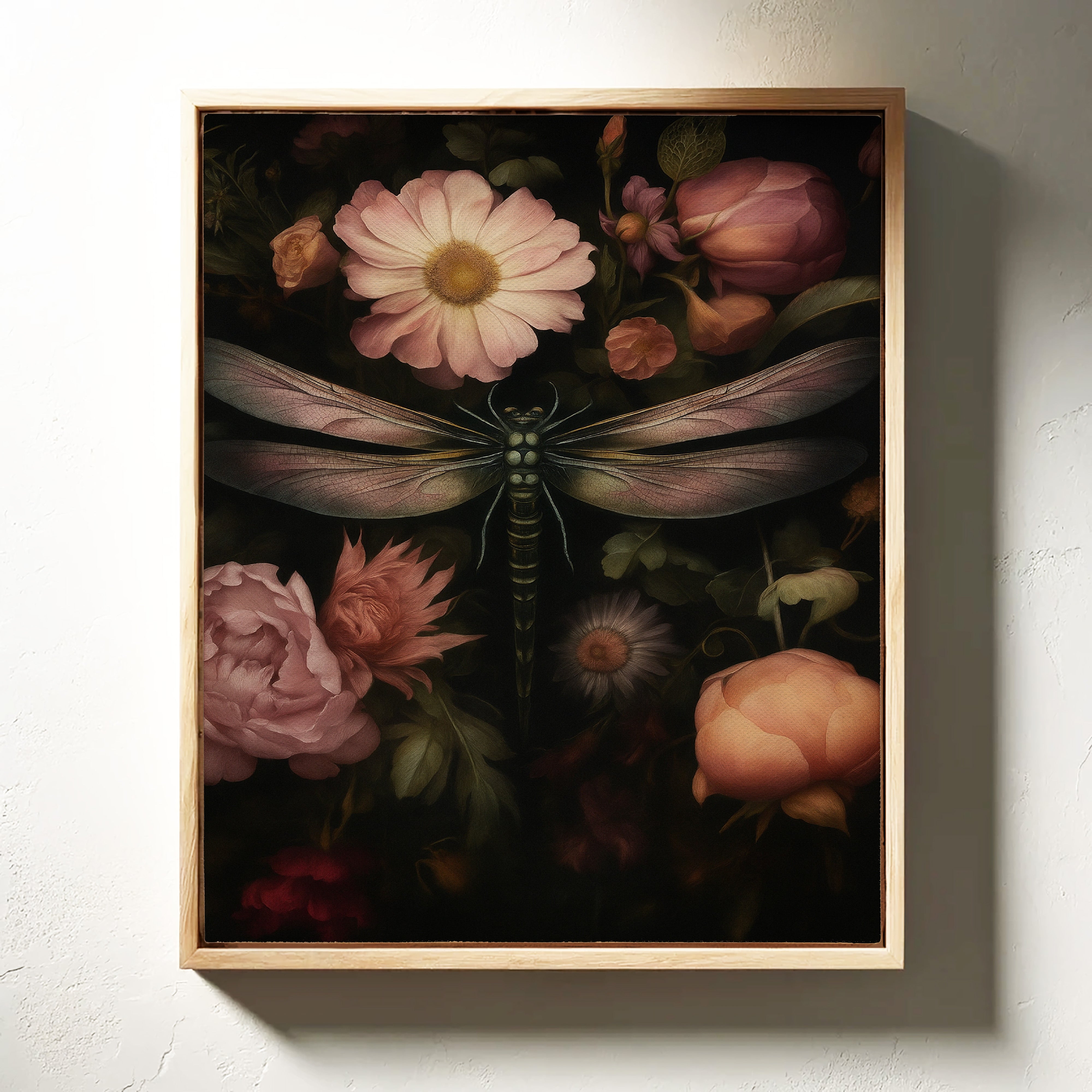 Dragonfly Among Midnight Blossoms