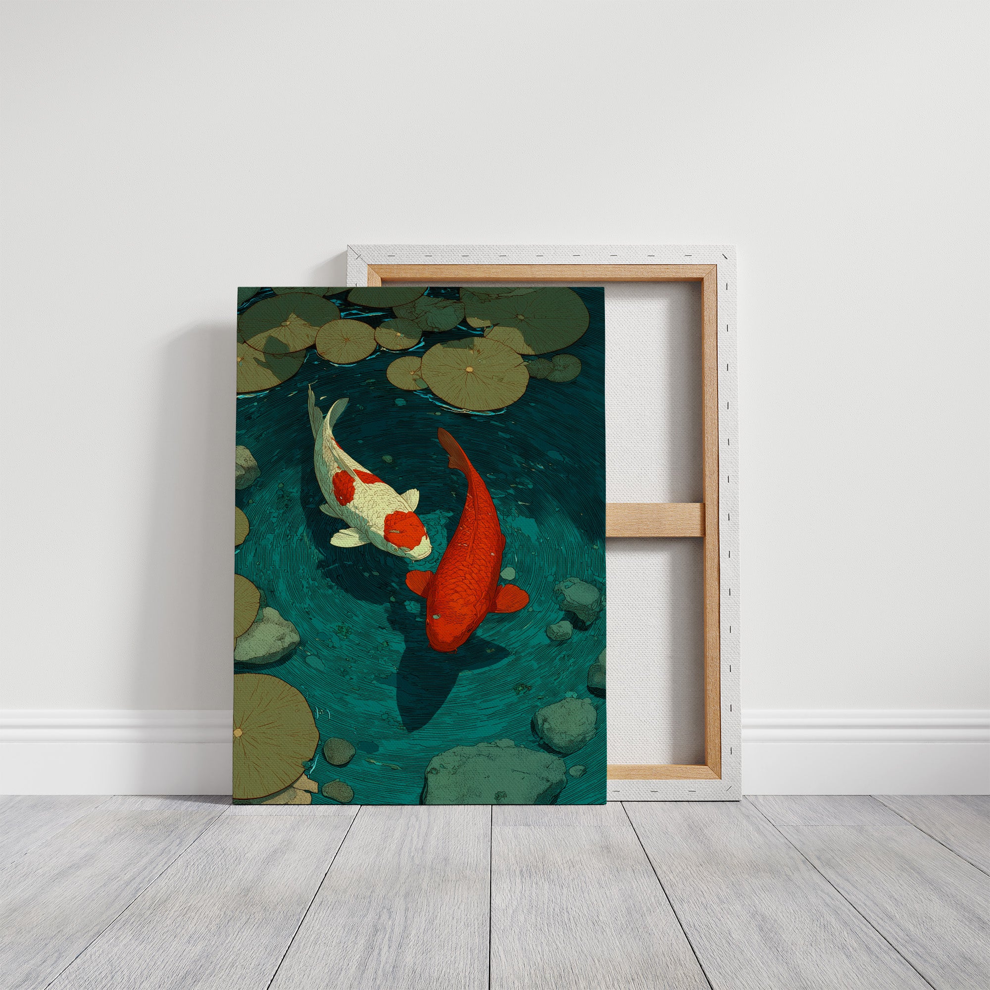 Koi Circling the Lily Pads