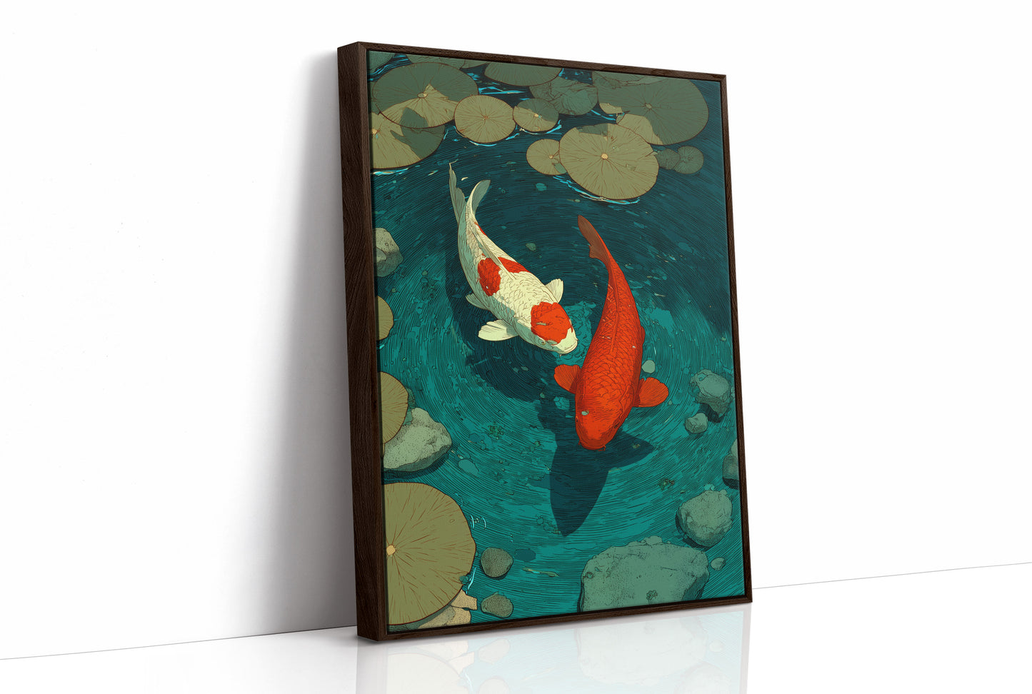 Koi Circling the Lily Pads