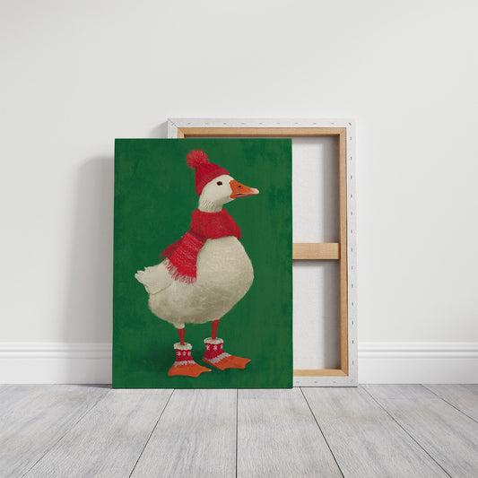 Festive Duck Wears Winter Woolens