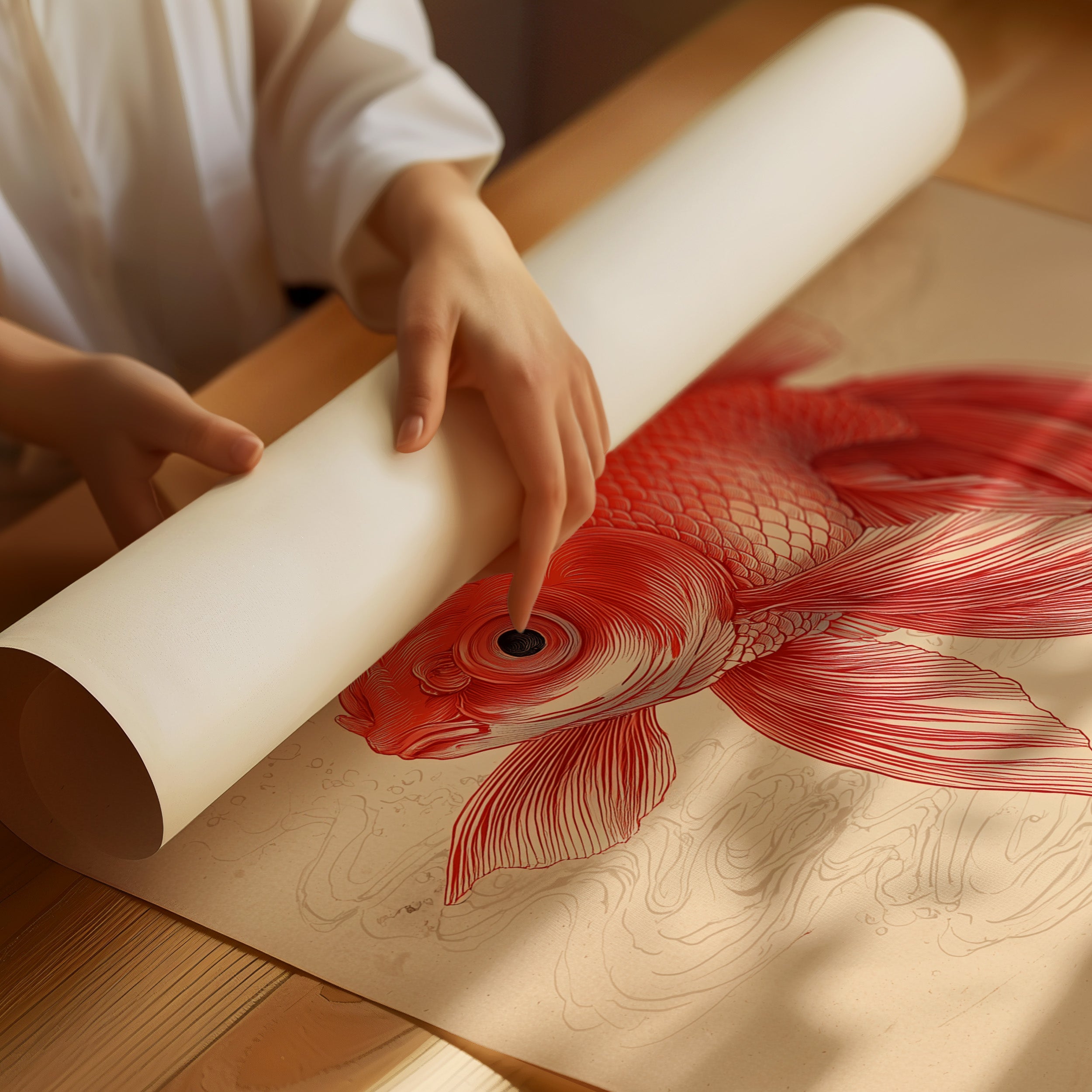 Red Fins Dance In Morning Light