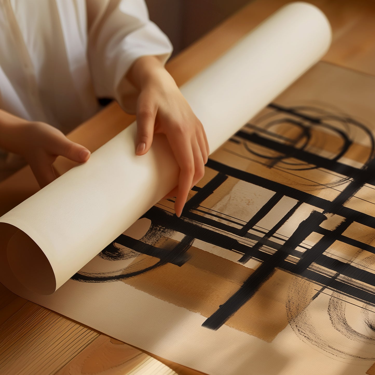 Lines Dance Through Golden Light