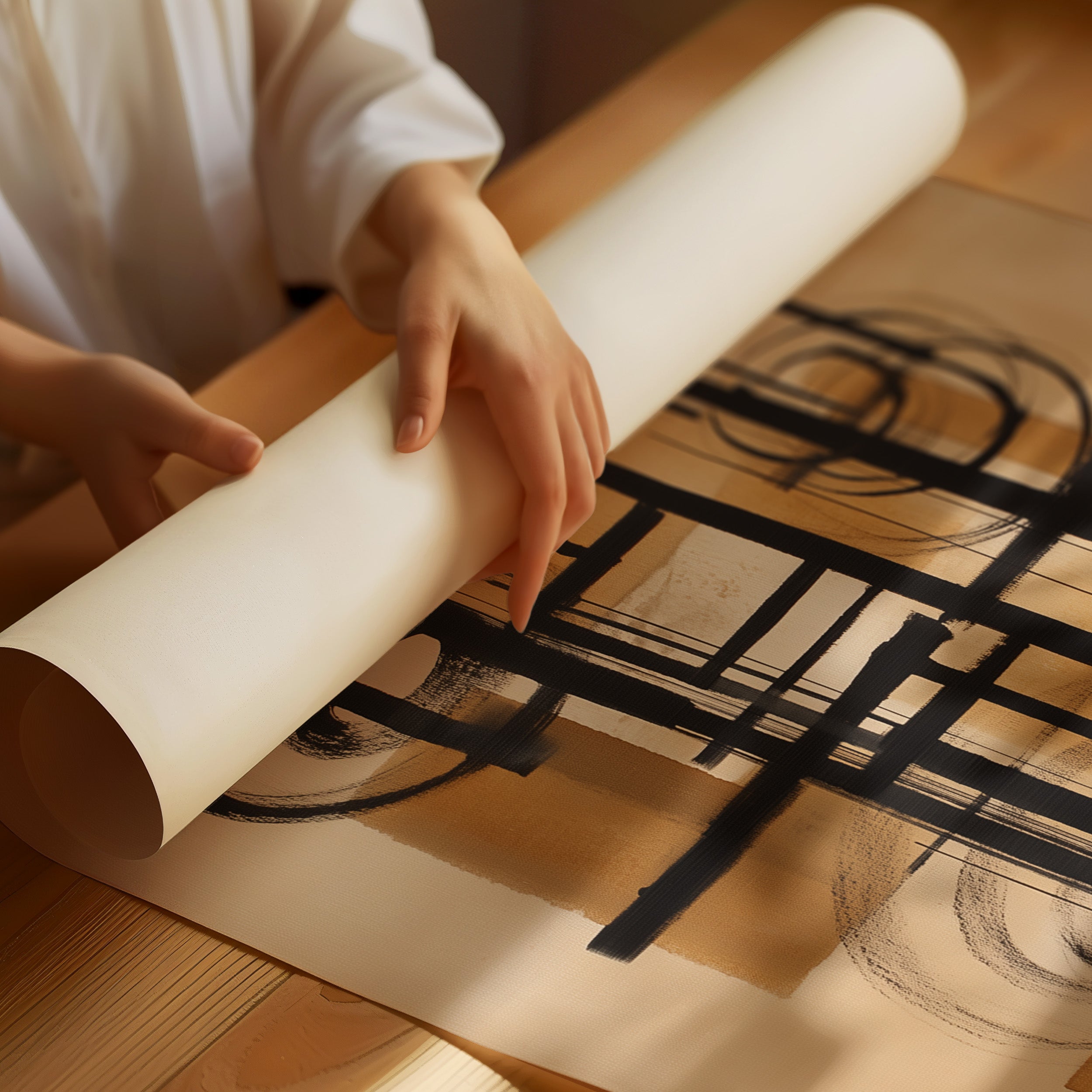 Lines Dance Through Golden Light