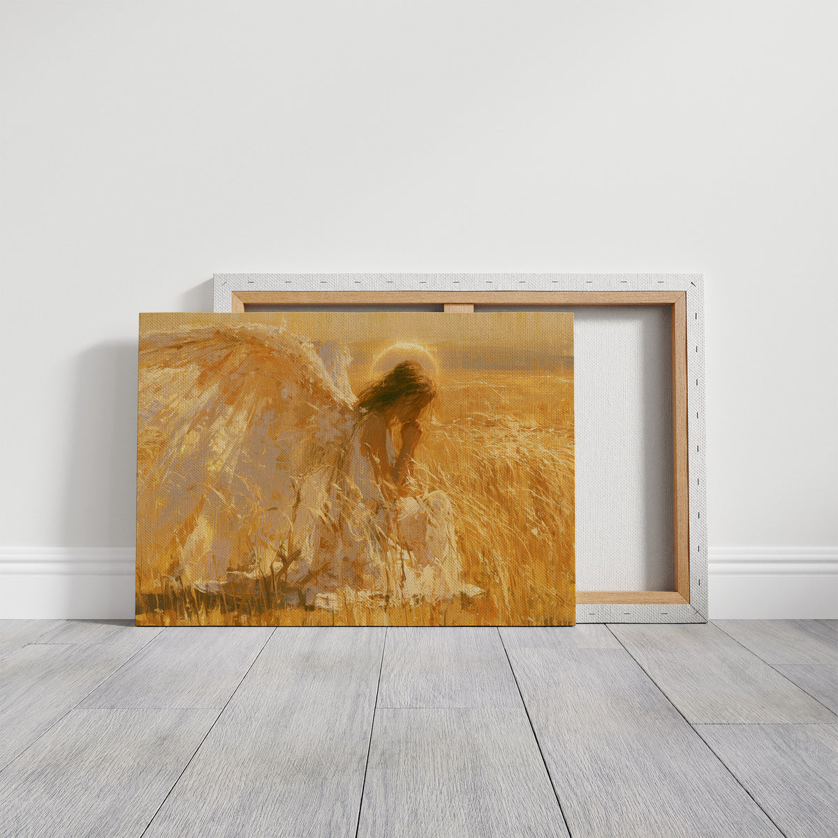 Kneeling in Golden Wheat
