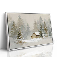 Cabin Nestled Among Frosted Pines