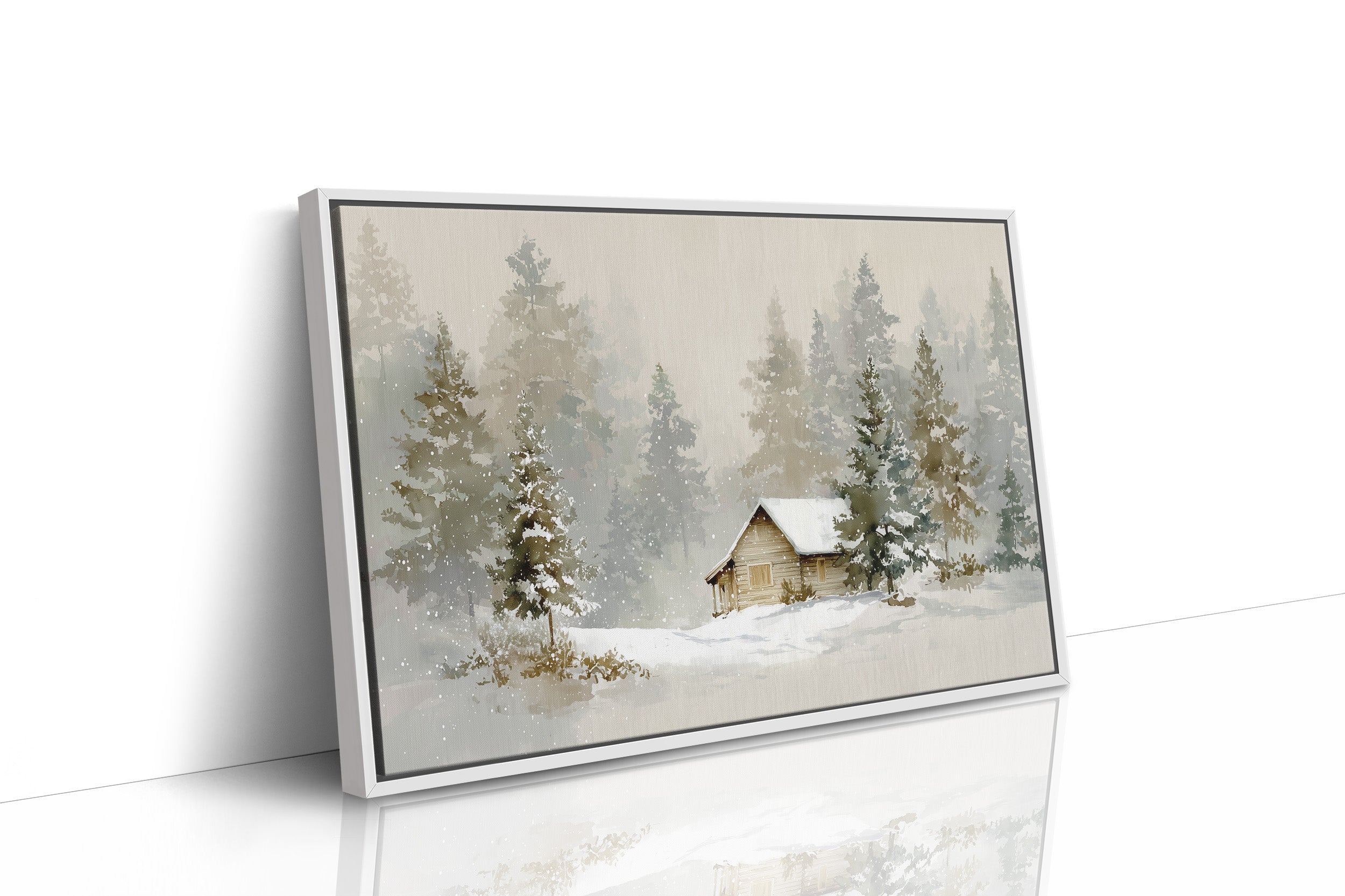 Cabin Nestled Among Frosted Pines