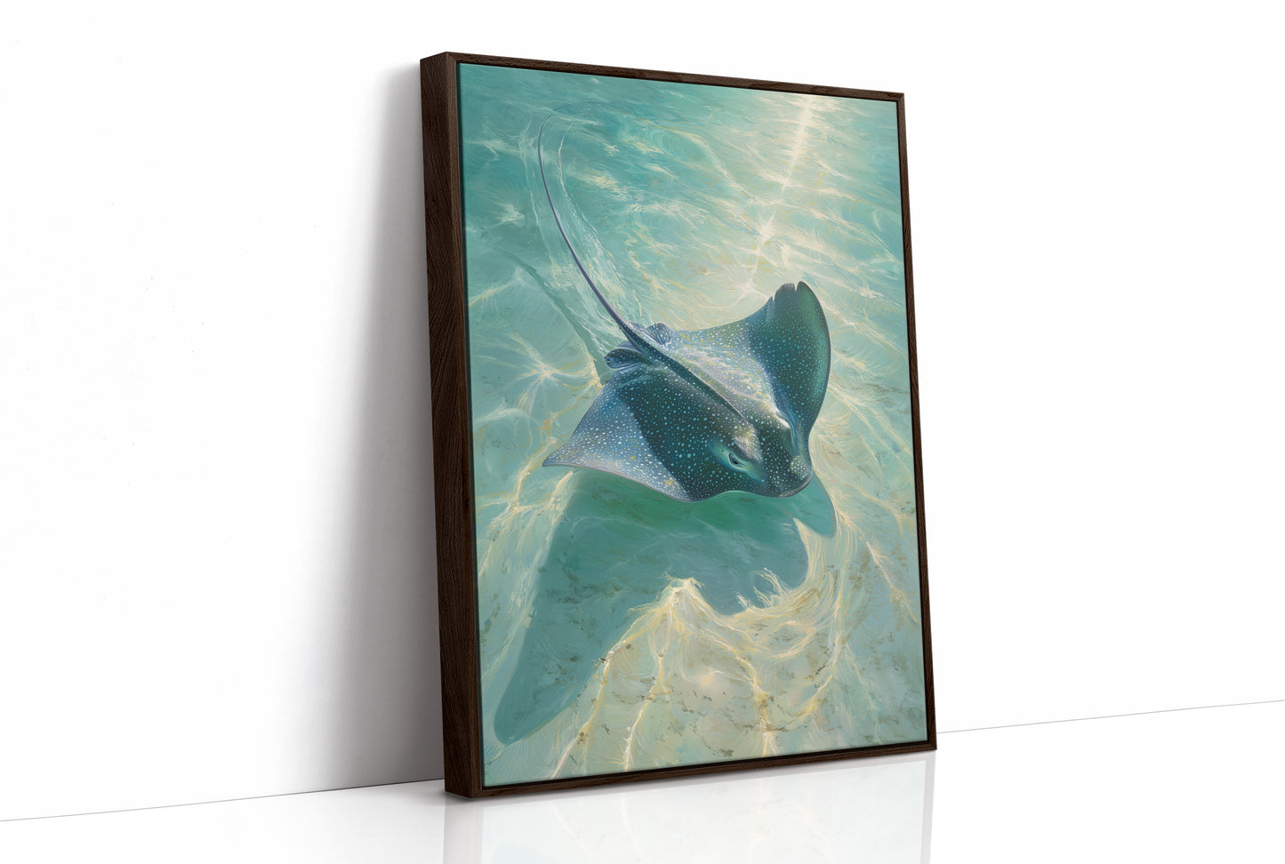 Spotted Grace Glides Through Jade Waters