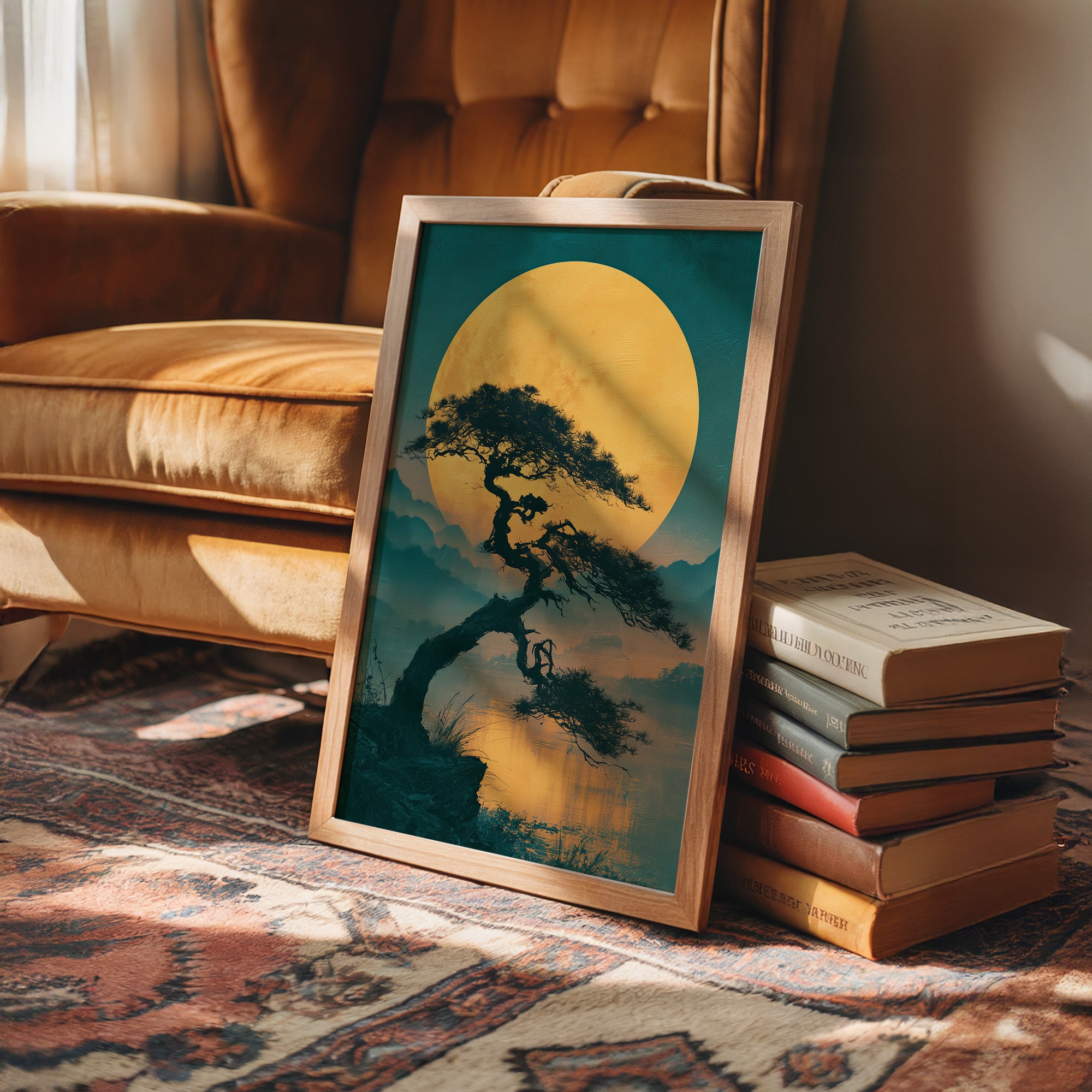 Bonsai Beneath the Golden Moon