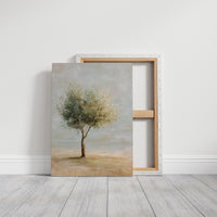 Solitary Olive Under Pale Sky