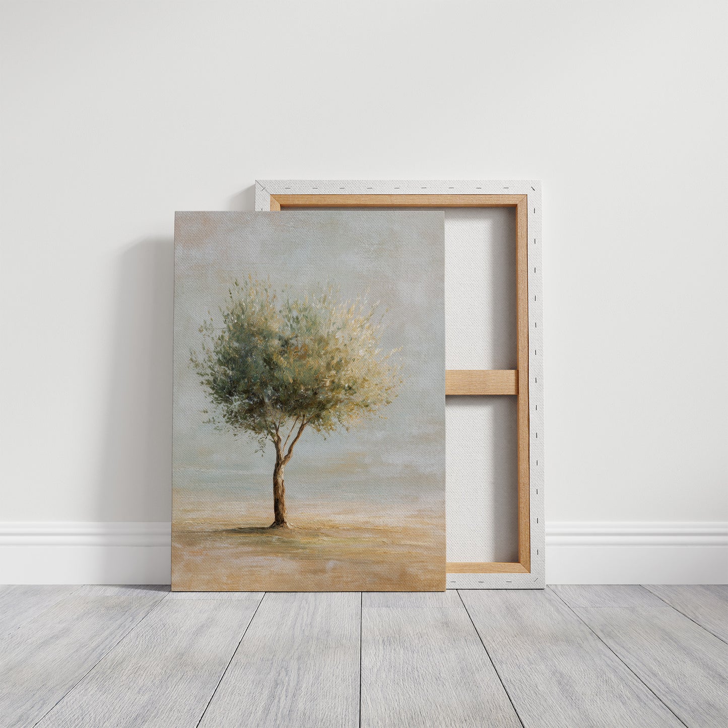 Solitary Olive Under Pale Sky