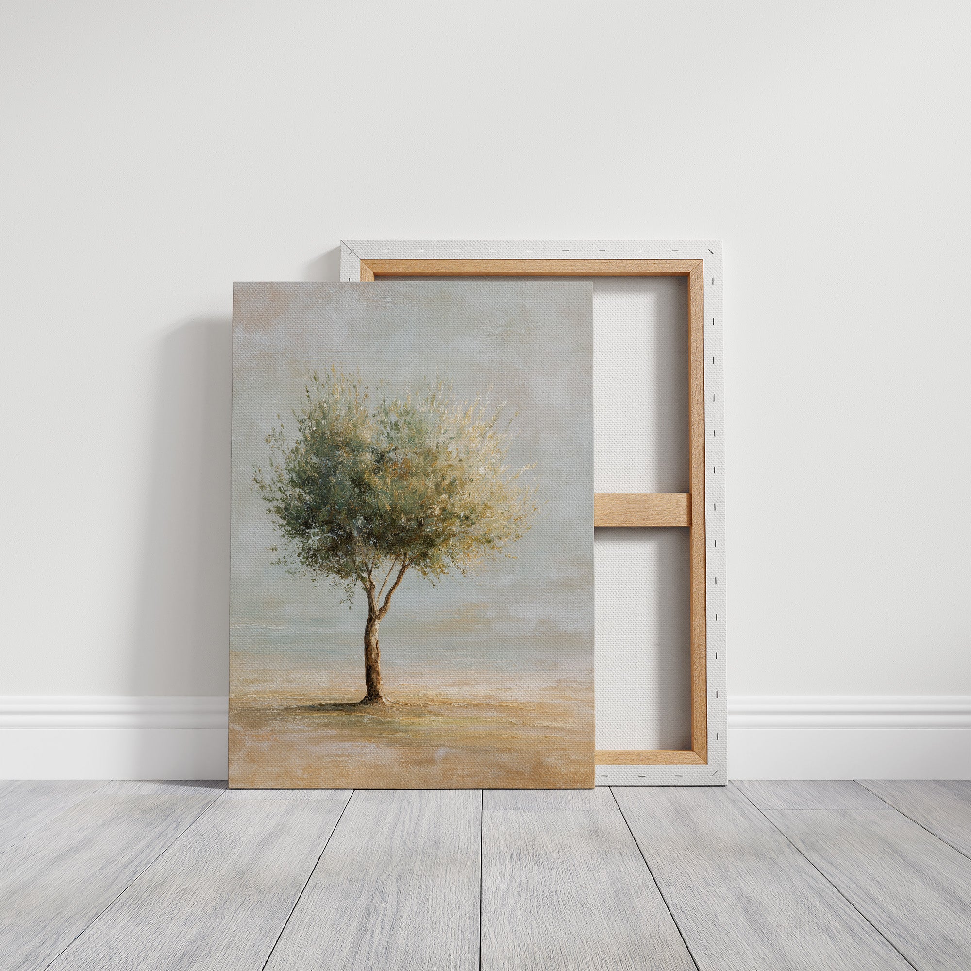 Solitary Olive Under Pale Sky