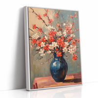 Cherry Blossom Oil Painting – Impressionist Floral Vase Wall Art