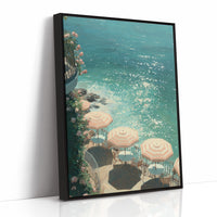Mediterranean Terrace: Parasols by Azure Waters