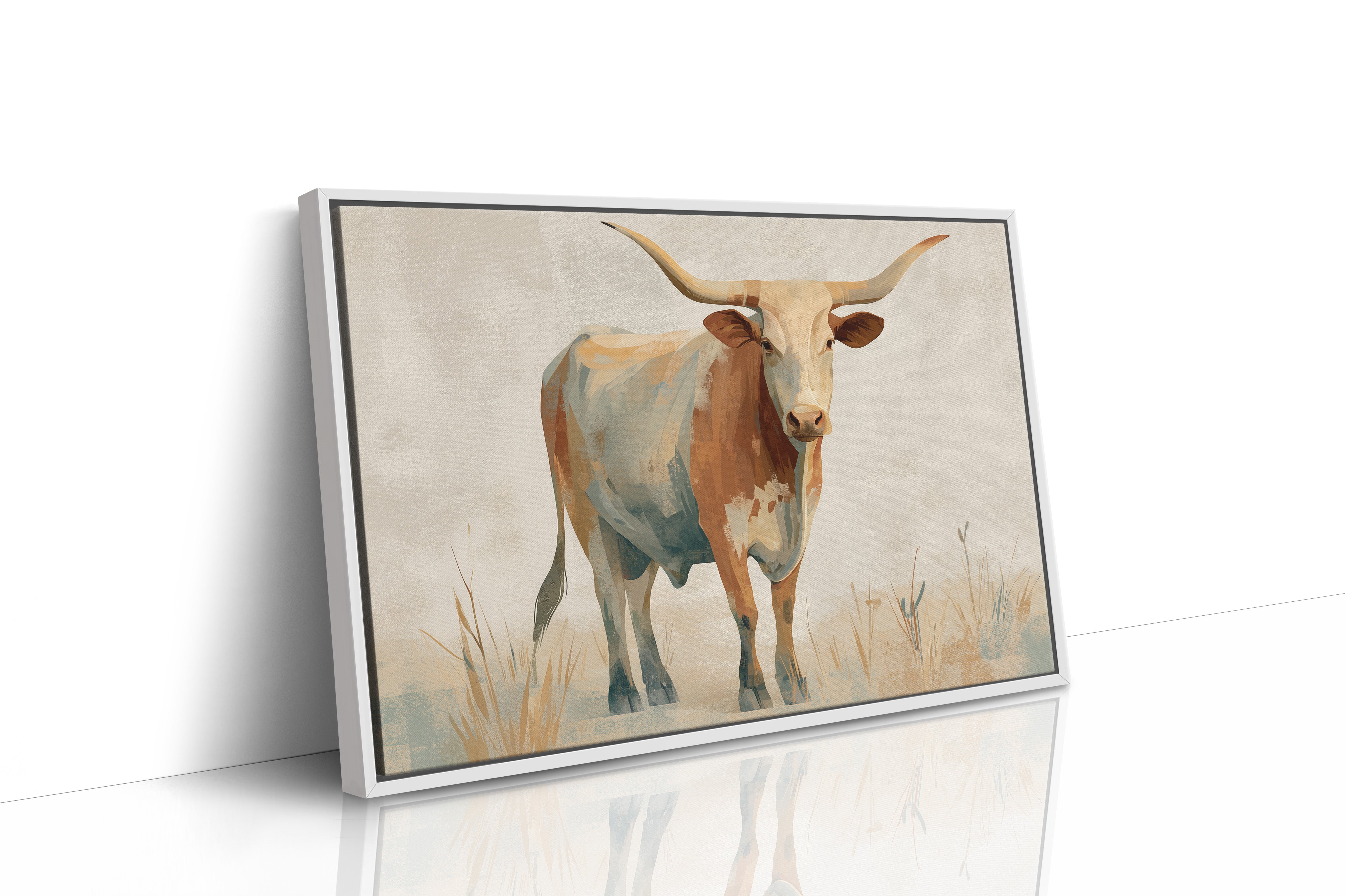Longhorn's Stoic Gaze Across Prairie Whispers