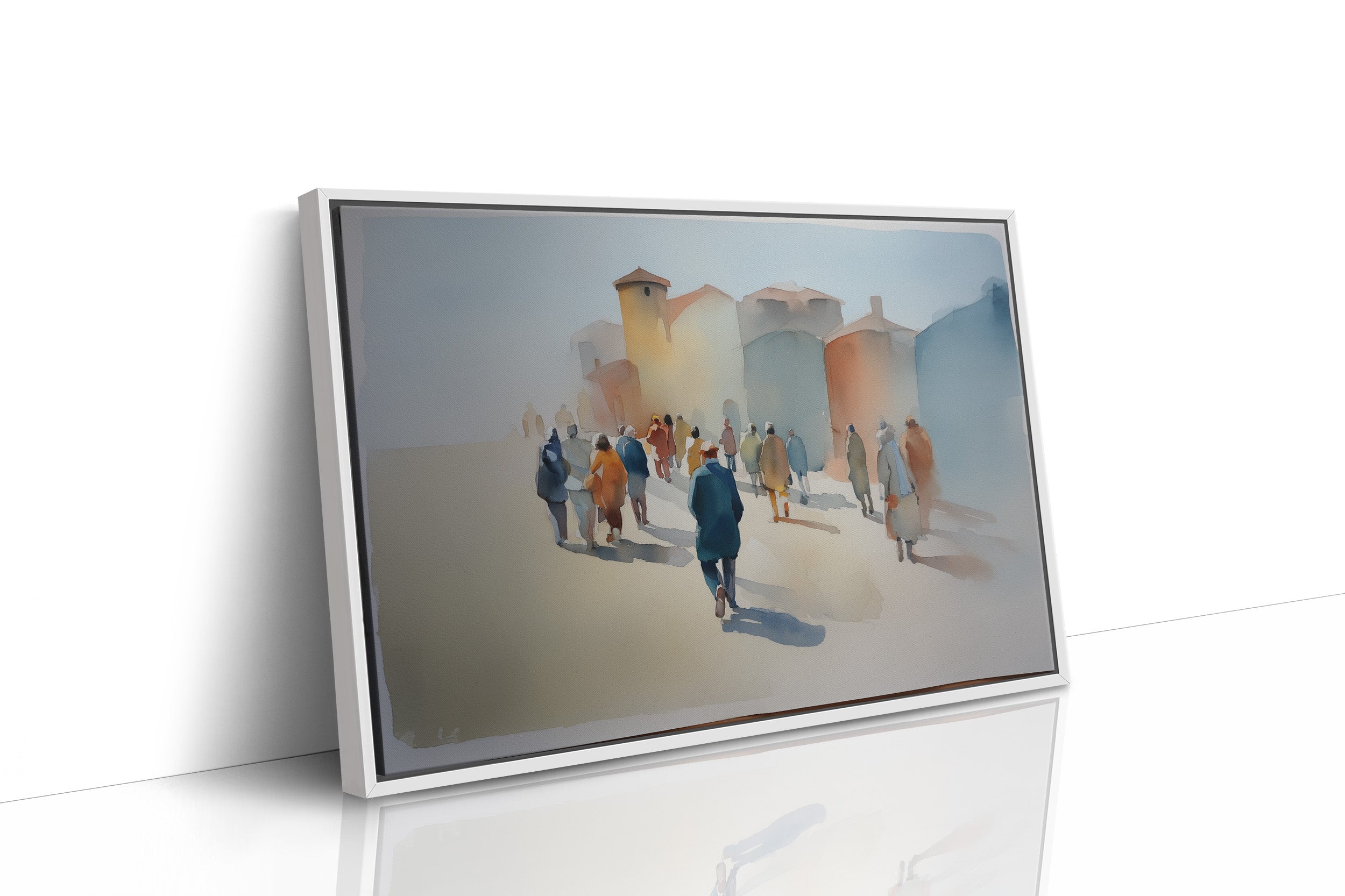 Mediterranean Promenade in Watercolor Haze