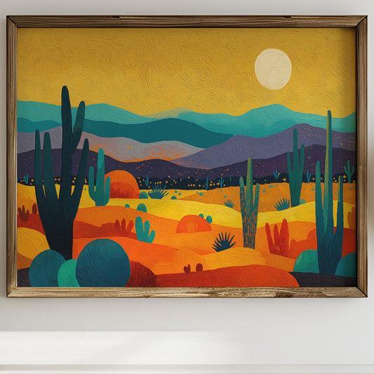 Saguaros Dance Under Golden Moons