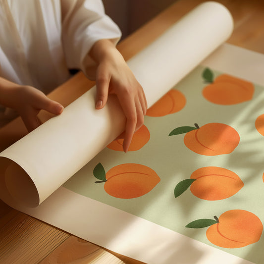 Peach Parade On Mint Canvas