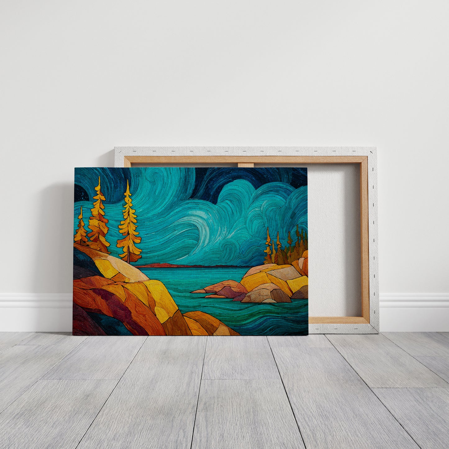 Golden Pines Dance Above Turquoise Waters