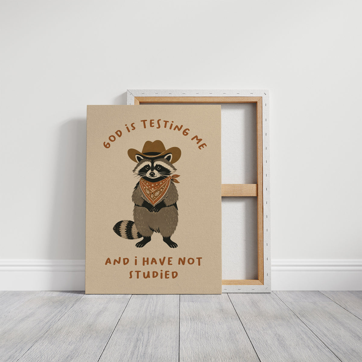 God Is Testing Me — Painterly Cowboy Raccoon Print