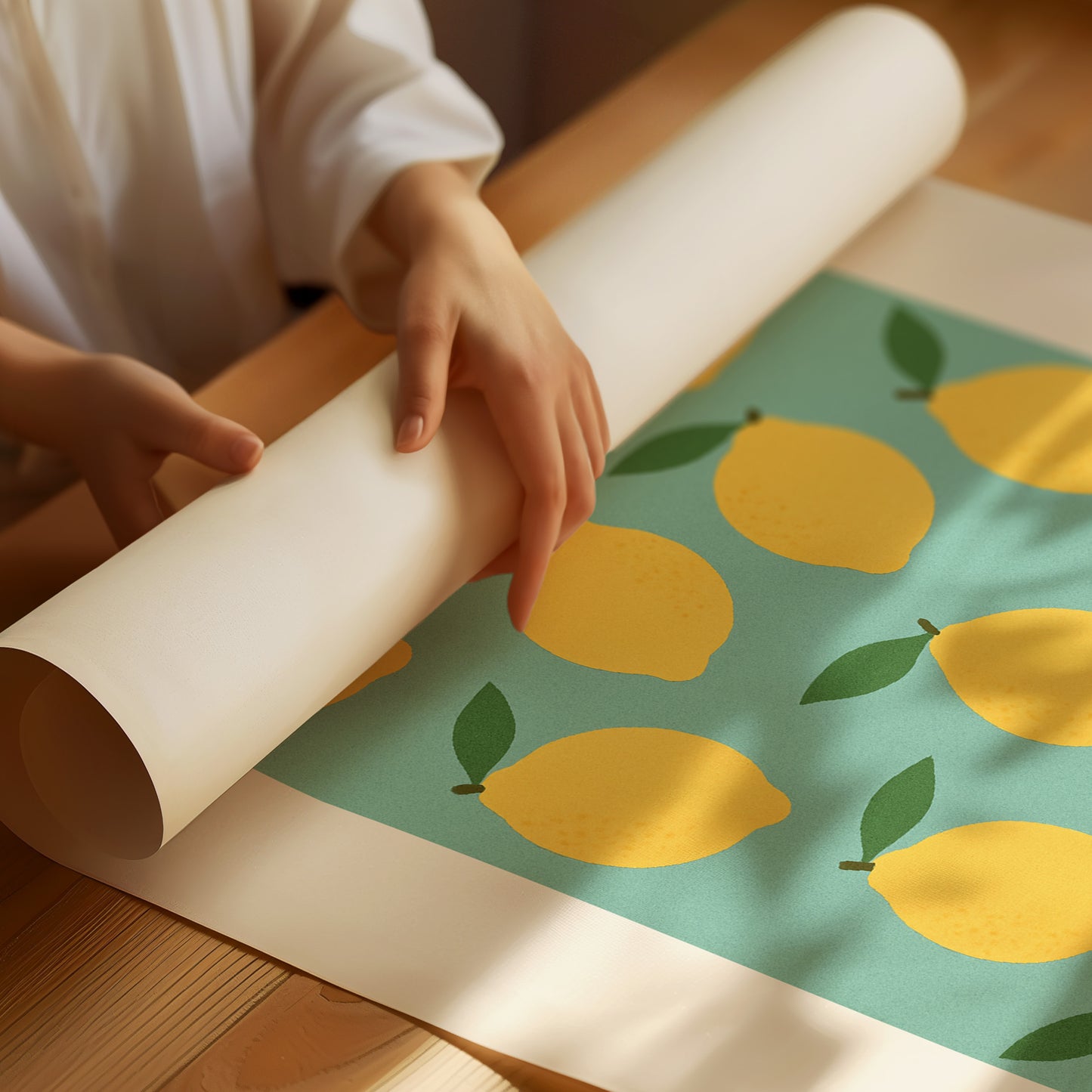 Citrus Symphony On Mint Canvas