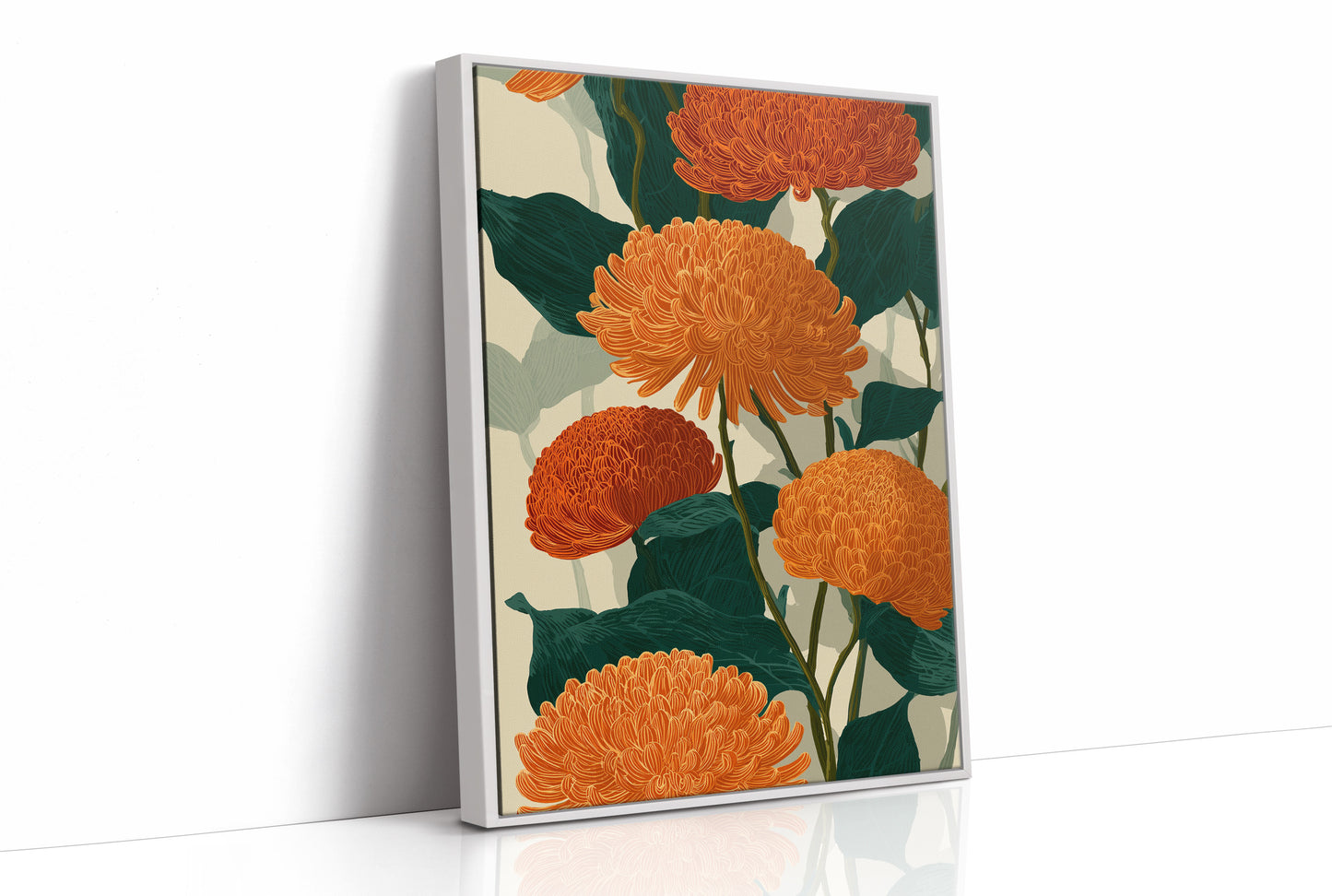 Orange Chrysanthemums Hold the Light