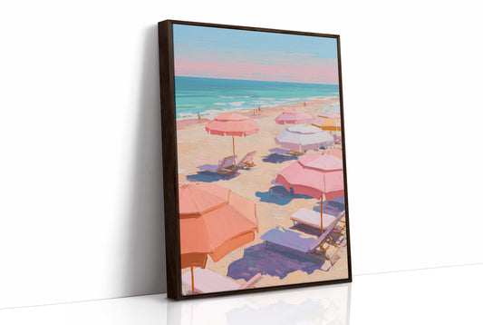 Pastel Parasols Dot Golden Shores
