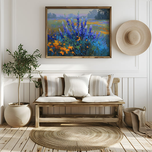 Delphiniums Dance With Golden Poppies