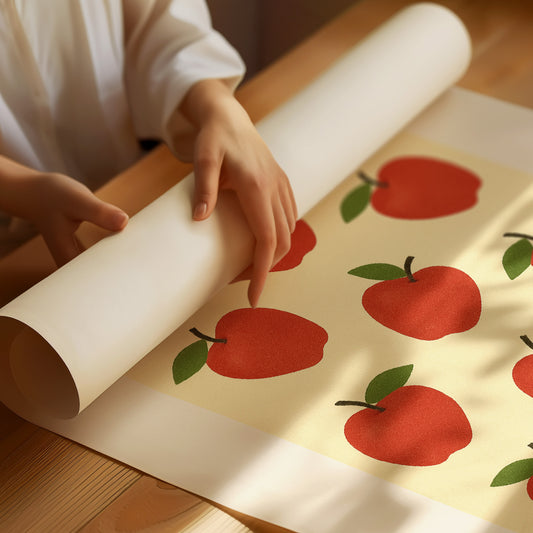 Crimson Orchard On Cream Canvas