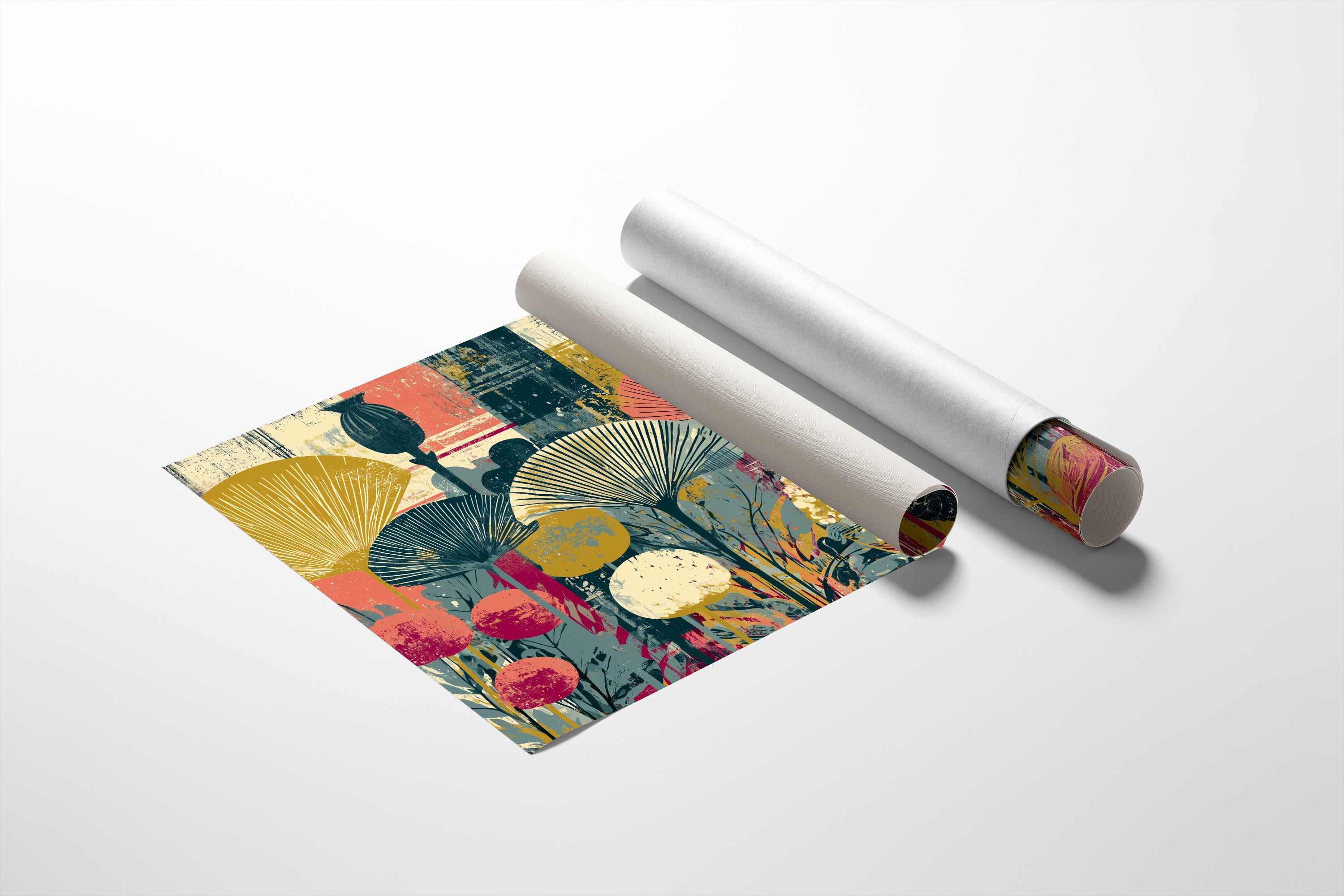 Fan Flowers, Retro Botanical Collage