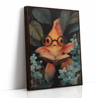 Scholarly Goldfish Navigates Aquatic Library
