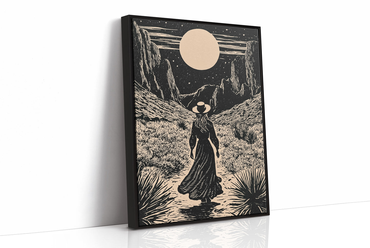 Lone Wanderer Under Desert Moon