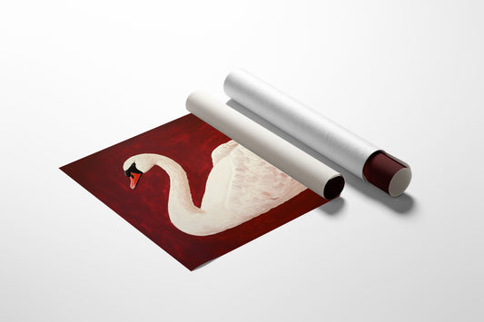 White Swan Against Crimson Night