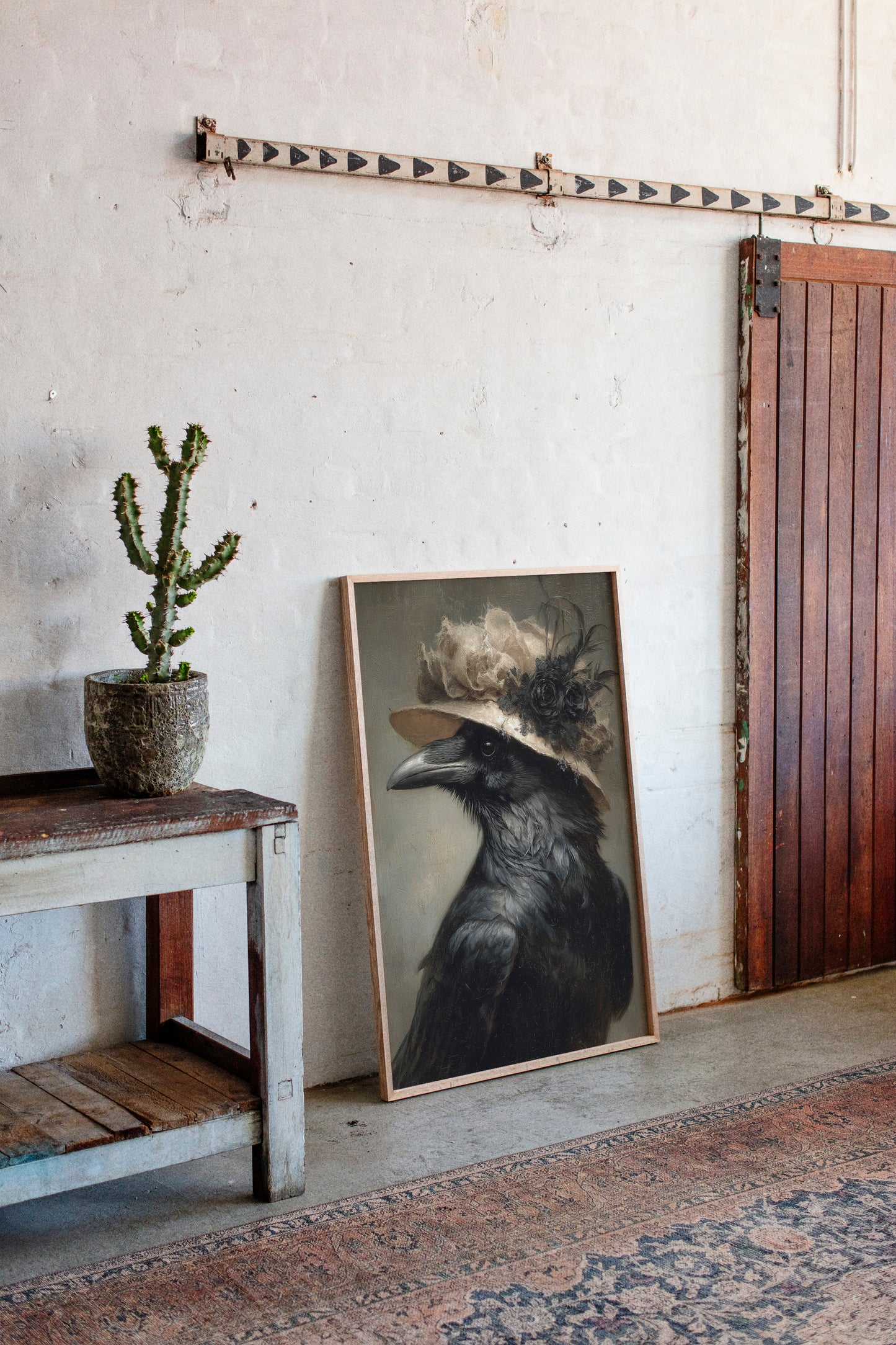 Regal Raven in a Floral Hat