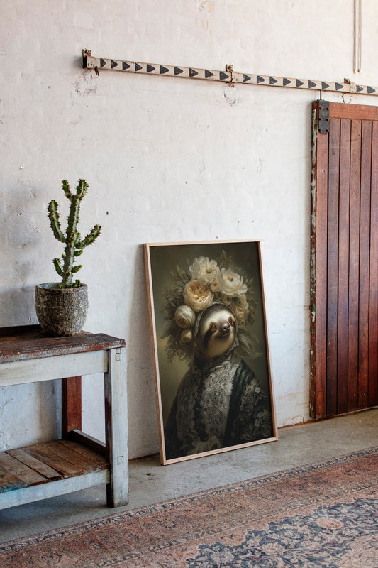 Regal Sloth in Floral Elegance