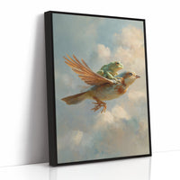 Unlikely Companions Soar Through Cloudy Skies