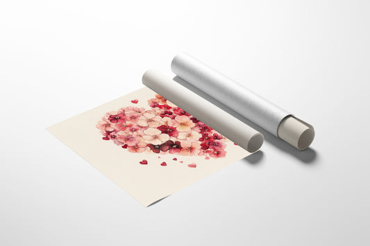 Love Blooms In Watercolor Hearts