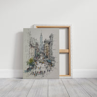 Metropolitan Pulse: Ink and Watercolor Cityscape