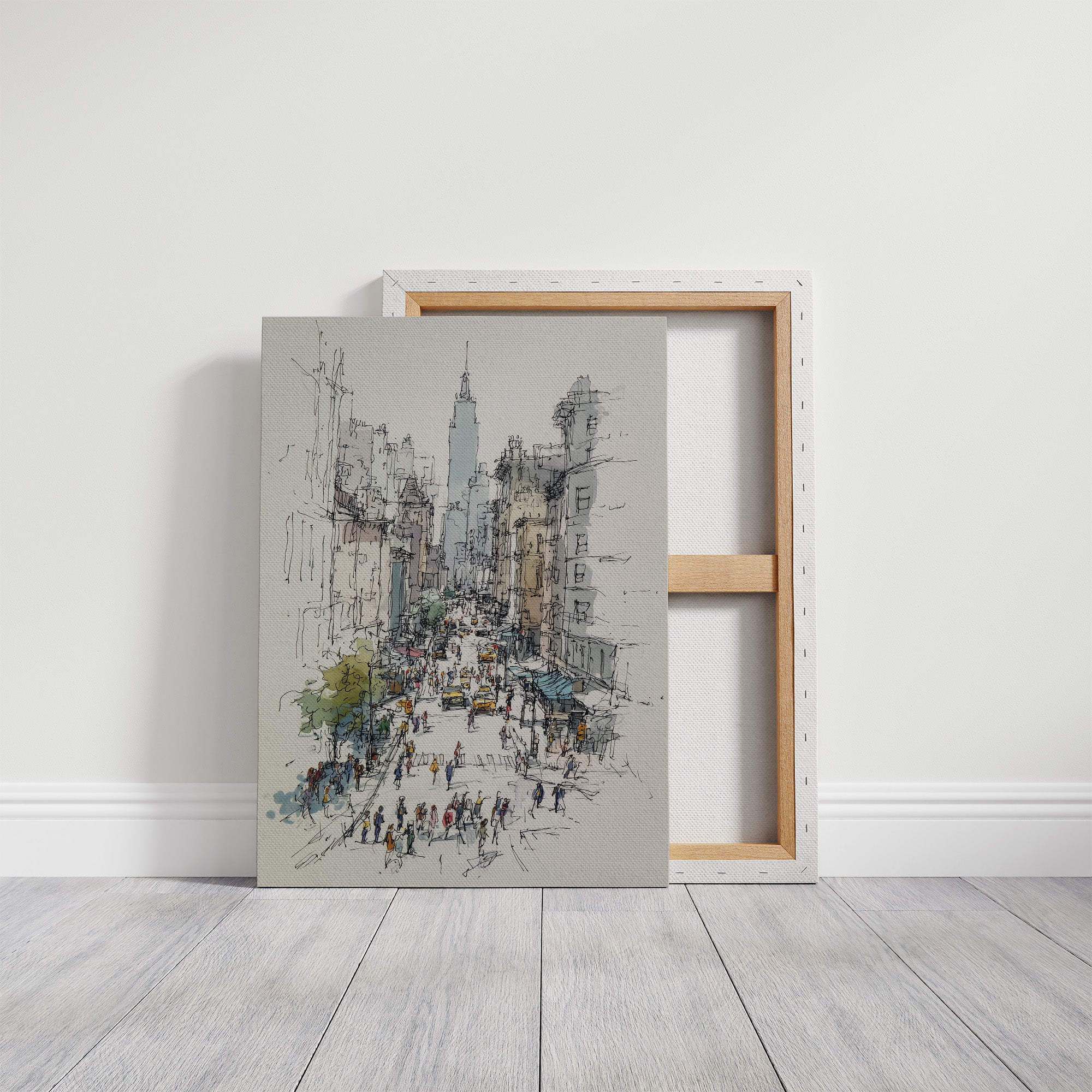 Metropolitan Pulse: Ink and Watercolor Cityscape