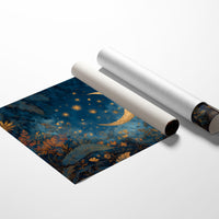 Golden Crescent Among Midnight Blooms